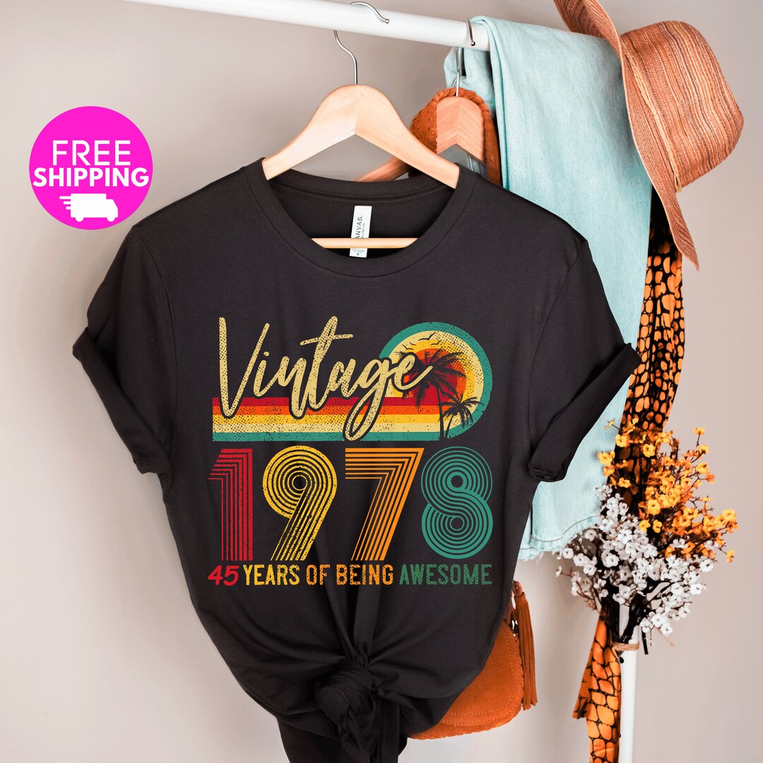 Custom 1978 Birthday Shirt For Women - Personalized 46th Birthday Gift - Made In Birth Year - Bday Star Design - Medium - View #3