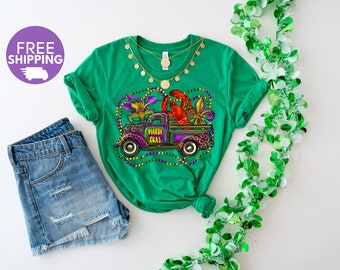 Mardi Gras Shirt/Mardi Gras Tshirt/Mardi Gras Birthday PartyTruck Sweatshirt/Mardi Gras Gifts/Mardi Gras T Shirt/Beads Applique Tee