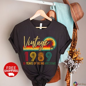 33rd Birthday Gift Shirt, Vintage 1989 Birthday Shirt, 1989 Shirt, 33rd Birthday,33rd Birthday for Women,33rd Birthday Gift Her and Him Men