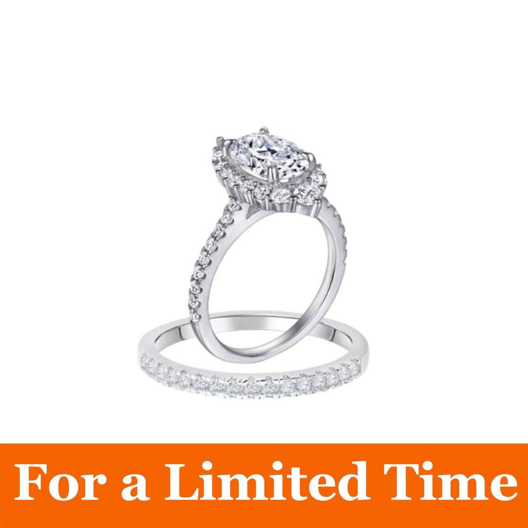 White Marquise Wedding Ring Set 925 Sterling Silver 18K Etsy UK