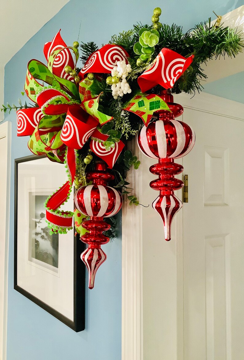 Corner Door Swag Christmas Corner Door Swag Whimsical Etsy