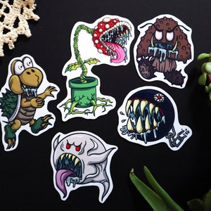 Stickers monstres Mario || Super Mario || Nintendo || Pack d'autocollants || Stickers pour ordinateur portable || Autocollants pour cahiers || Vinyle brillant