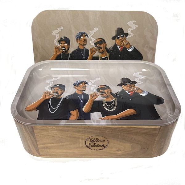 Rappers Rolling Box Plateau moyen Stash Box Rolling Box Organisateur Bois de noyer