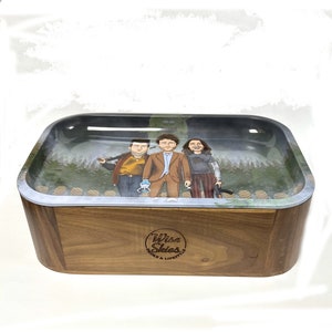Funny Pineapple Rolling Box Medium Tray Stash Box Rolling Box Organiser Walnut Wood