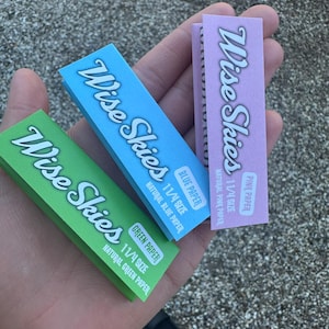 3 x Wise Skies 1 1/4 Cartine per sigarette rosa Cartine per sigarette verdi Set
