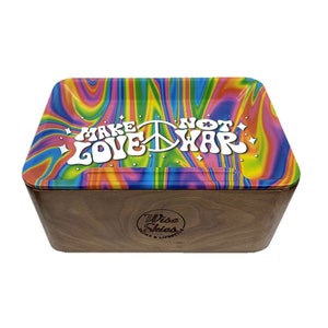 Make Love Not War Walnut Tray Rolling Box Set Stash Box Handmade