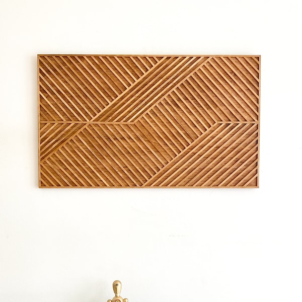 Minimalist Natural Wood Art, Modern Wooden Wall Art, Geometric Wall Sculpture for Home Decor