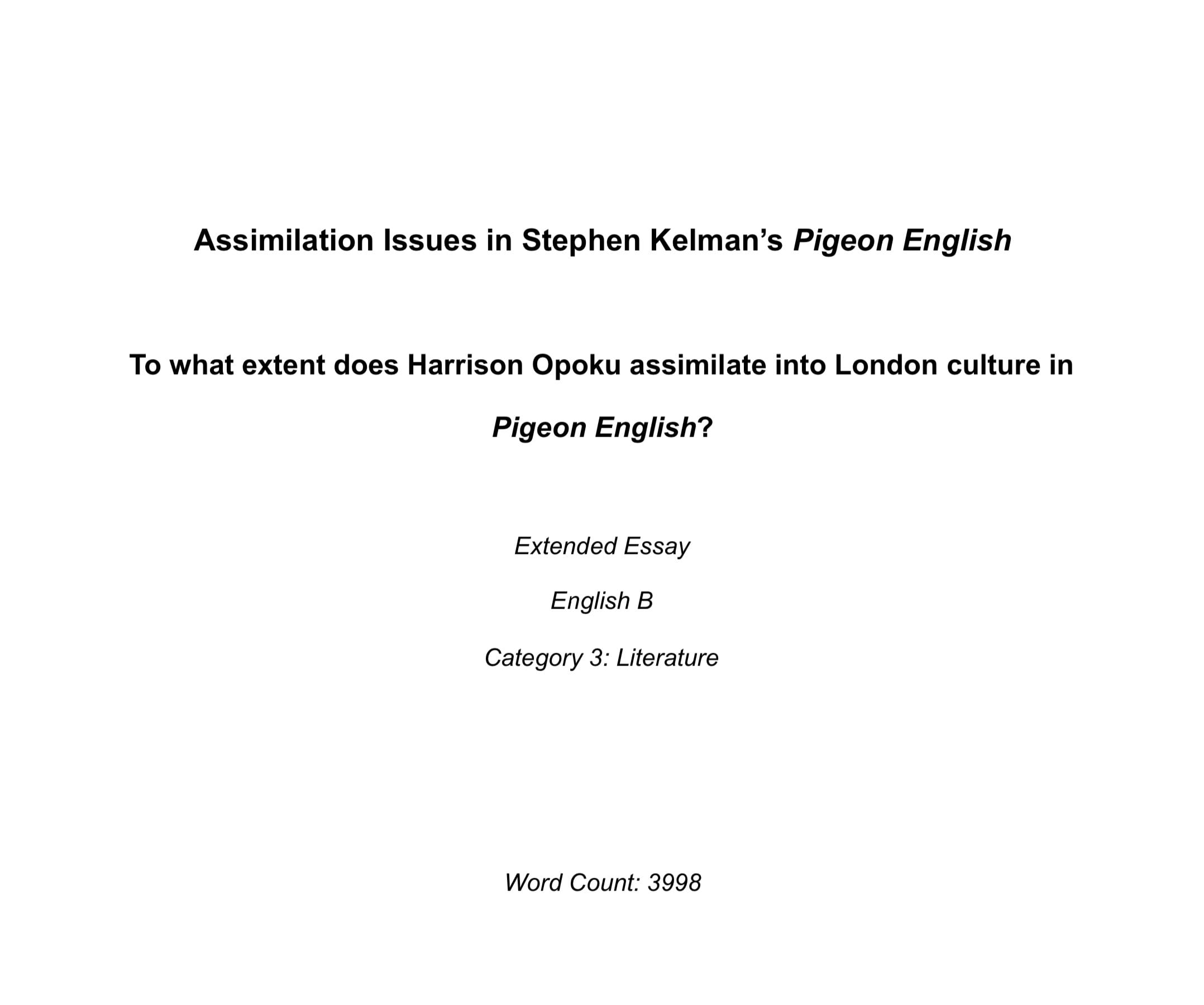 Grade A English B Literature Sample Extended Essay MAY 2019 Etsy UK