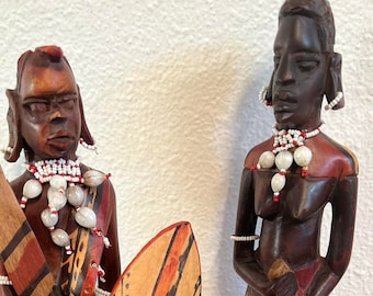 アフリカ ケニア マサイ族 手彫り 置物 アフリカ ケニア 人形 バラ売り可 マサイ族 木彫り AFRICA Kenya