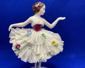 Dresden Porcelain Lace BALLERINA, more chipped, chips MV Mueller Dresden Lace ca. 1920