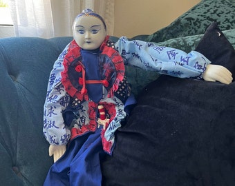 ✴アンティーク 「中国ペア人形」✴頭と手足は陶製・清朝時代の服装と髪型です✴ ✴アンティーク 「中国ペア人形」✴頭と手足は陶製・清朝時代の