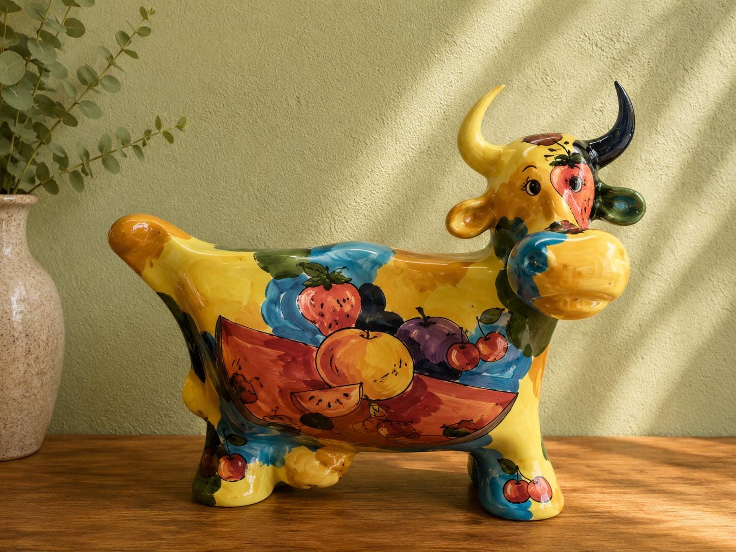 Anatoly Turov Ceramic Cow Sculpture Hand Painted Signed 16'' - Etsy