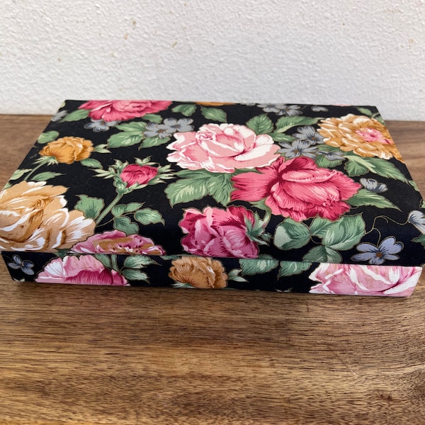 Pink Roses Floral Padded fabric jewelry box A4 0723