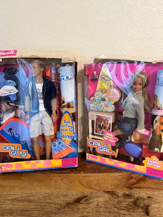 Vintage Mattel Barbie Cali Guy Blaine Ken Doll NRFB and California 