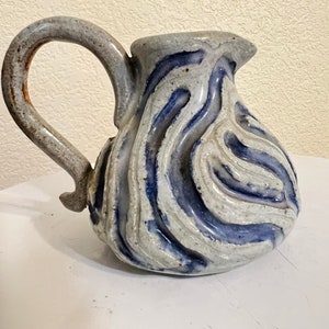 Unique Carved Ceramic Pitcher, creamer or bud vase