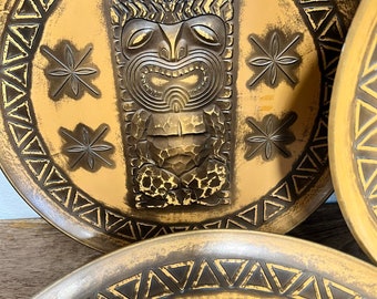 Vintage Tiki Platter Hand Painted 14&#39;&#39; 052402