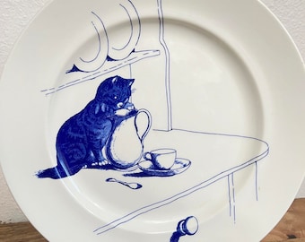 National Trust of UK Poole Pottery Cat Plate 10'' Van Kingston Lacy, Dorset