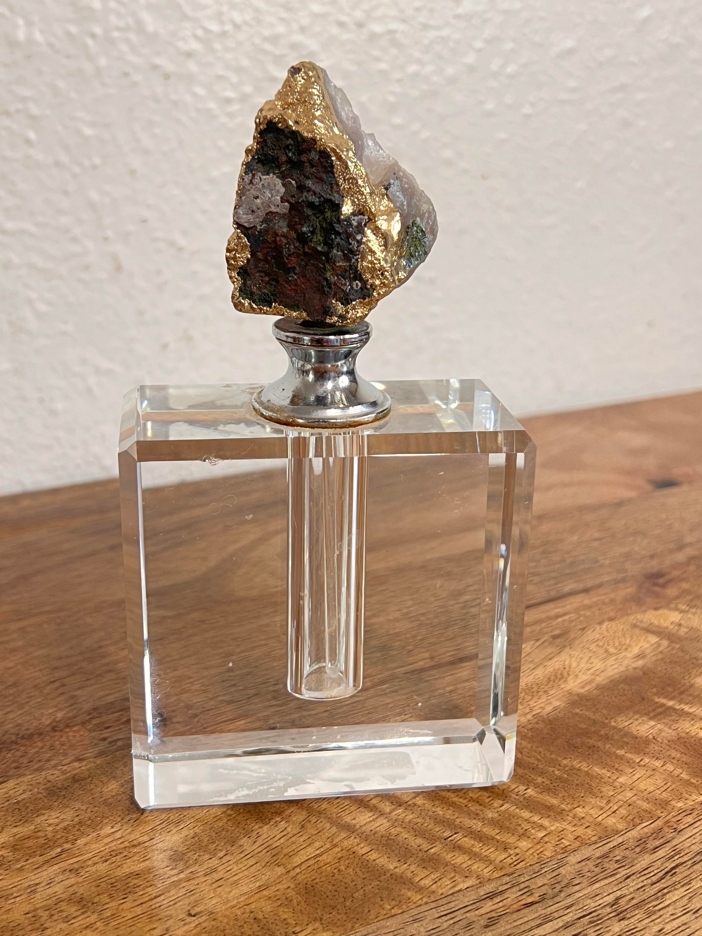 Refillable Crystal Perfume Bottle, Purple Agate Stone Stopper