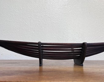 Dark Brown Pencil Reed Centerpiece Boat Shaped 24'' Decorative Basket A1 0124