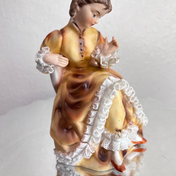 Enesco Seated Lady Figurine  6.5” H x 4.5” W