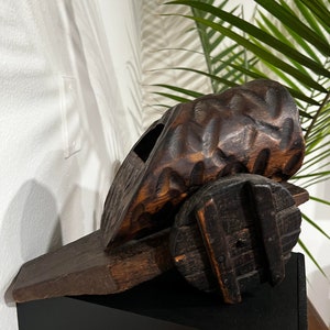 Wine Bottle Holder Vintage Spanish Wood  Handcrafted A156