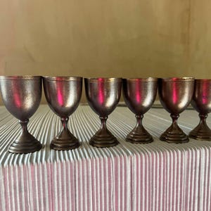 Set of 6 Silver Plate Cordial Liquor Goblet Cups Marked (unknown)