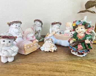 6 Vintage Cast Art Industries Kristin Small Dreamsicles Cherub Angel Sculptures