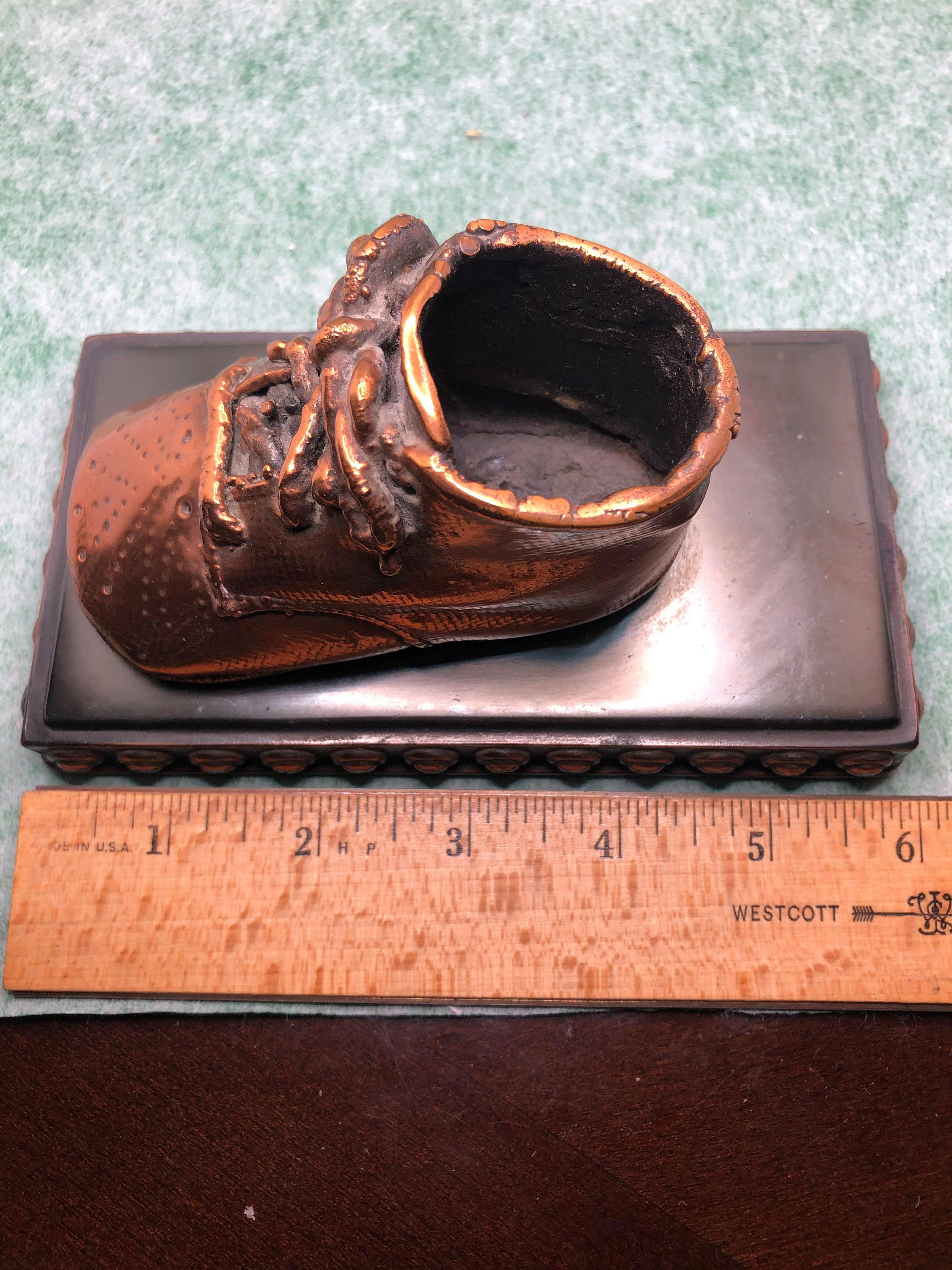 Vintage Bronze Baby Shoe Vintage Library One Shoe Bookend Etsy