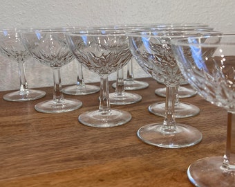 Champagne Coupes with Faceted Stems Marked FRANCE B1223