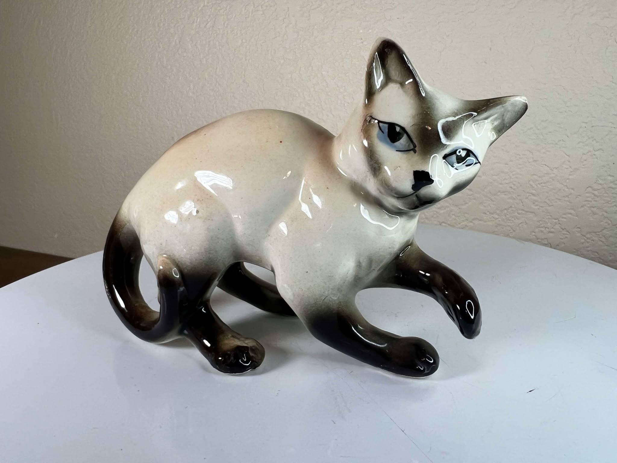 1950年代の大型6インチ陶器製シャム猫の置物 - Etsy 日本