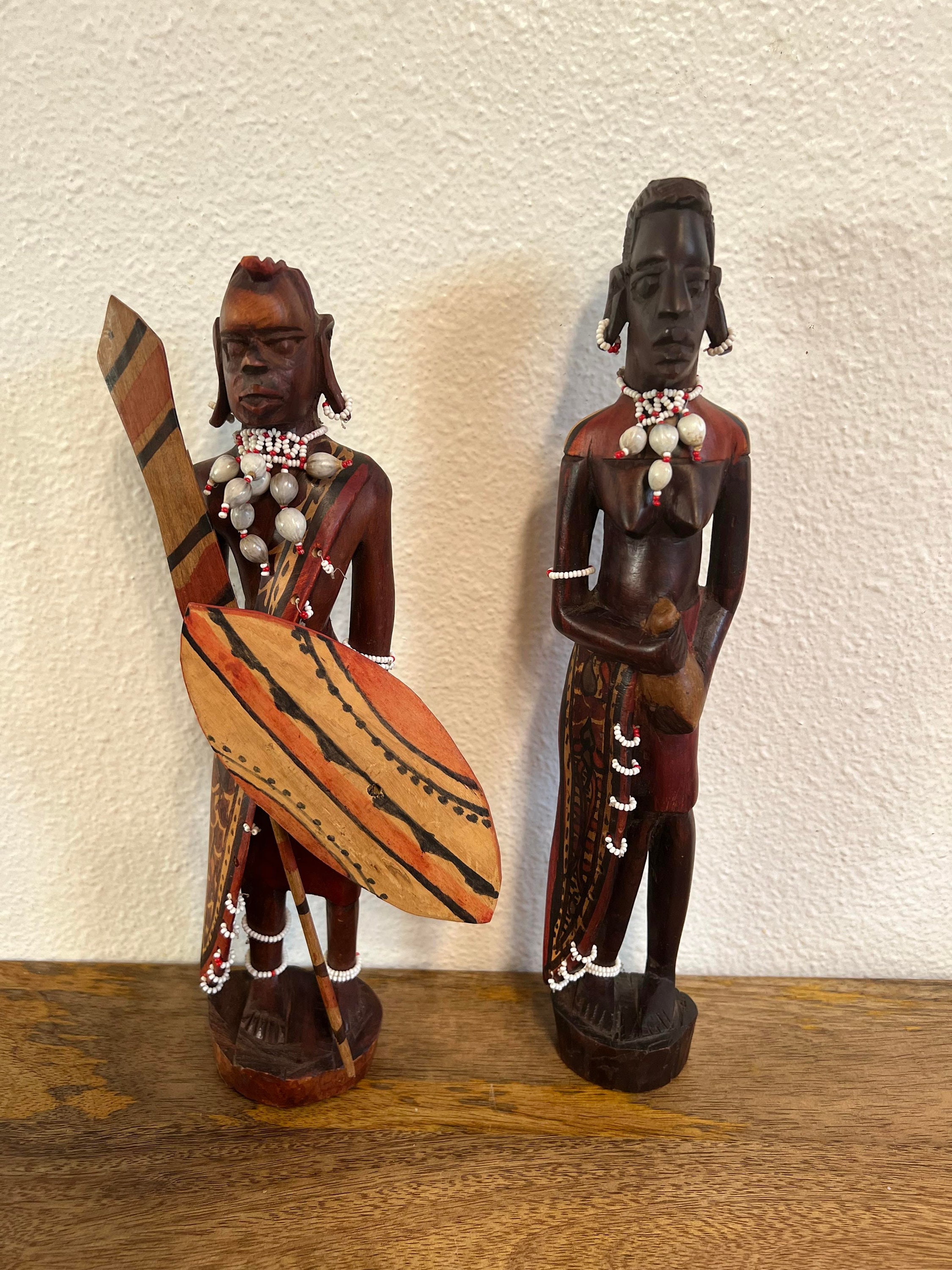 Kenyan Masai Figures Hand Carved Pair From Africa - Etsy Canada