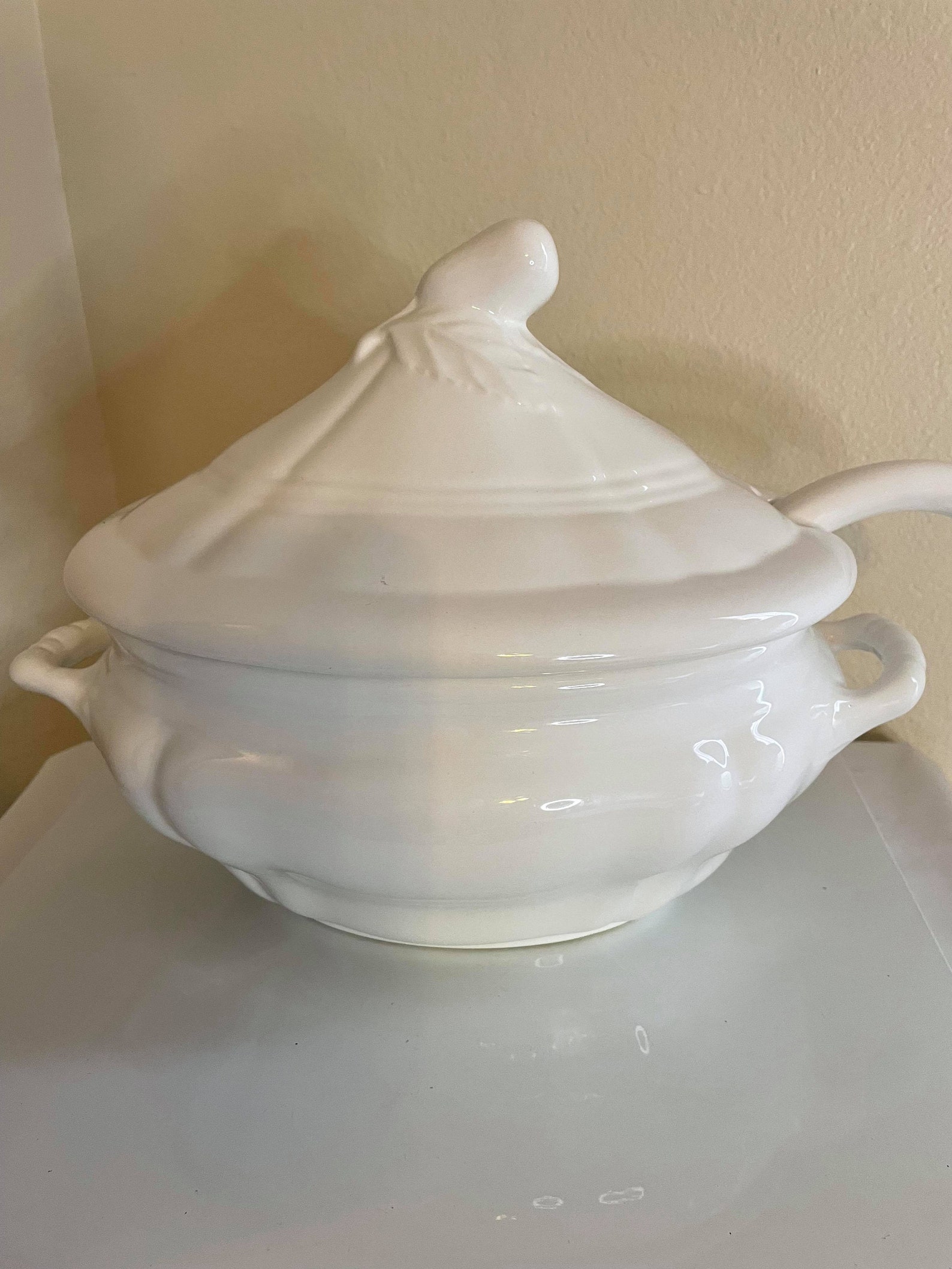 Large White Soup Tureen 3 pc Tureen Bowl Lid and serving Etsy