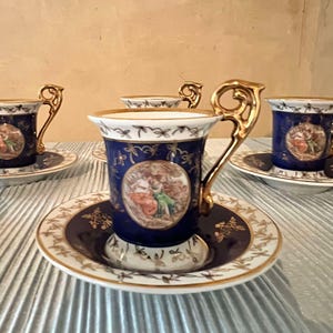 Set of 5 Vintage BES Porcelain Coffee Set, Bremer & Schmidt Porcelain Factory Coffee Set, Demitasse  Germany, 1960s