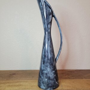 Vintage Pottery Bud Vase Pitcher Floral Neutral MCM Iridescent