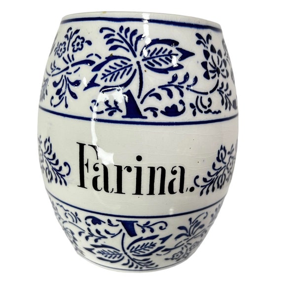 Bocal à oignons bleu estampillé antique allemand "Farina" A206