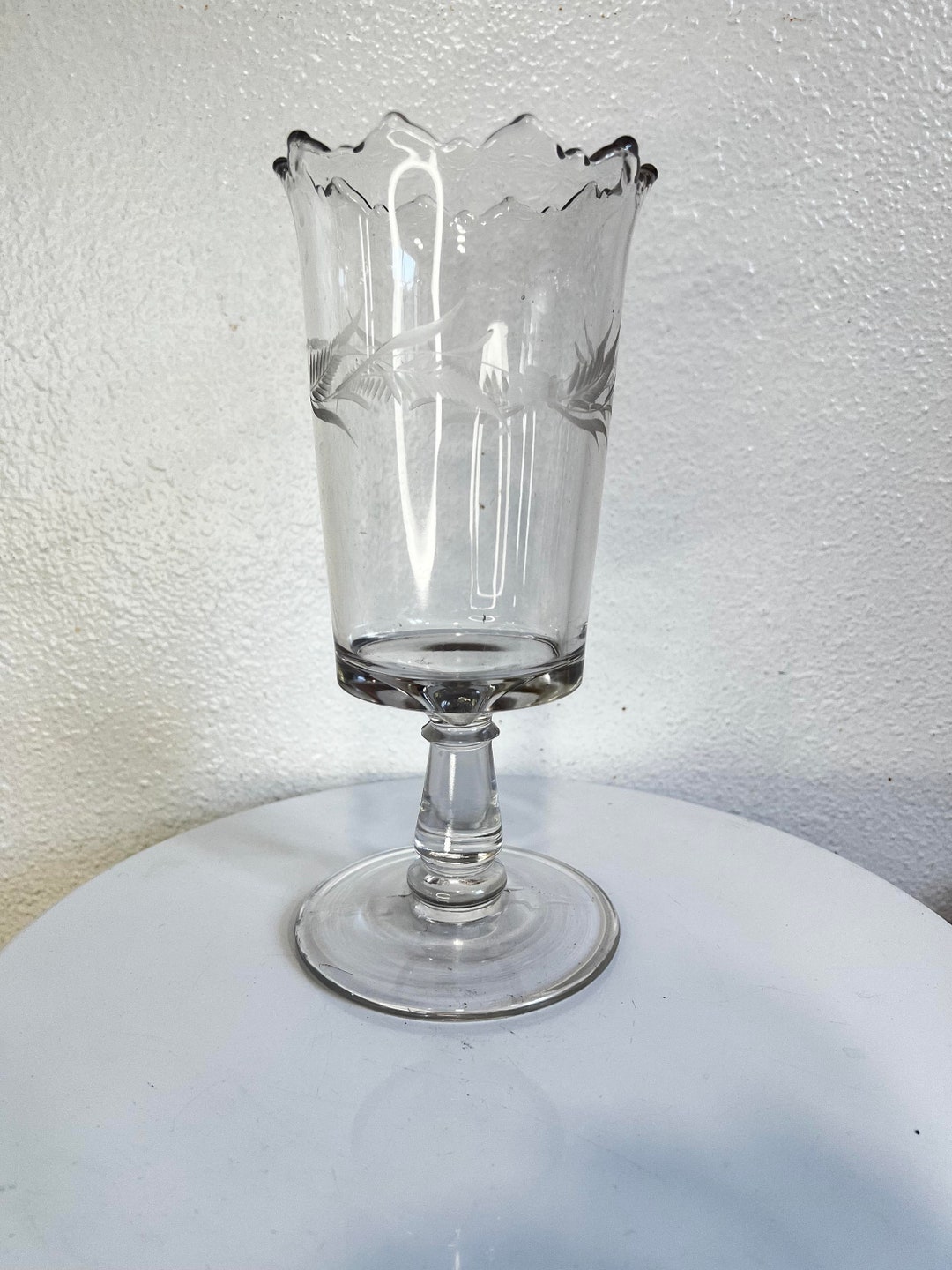 Antique Glass Celery Vase H9'' A112 Etsy