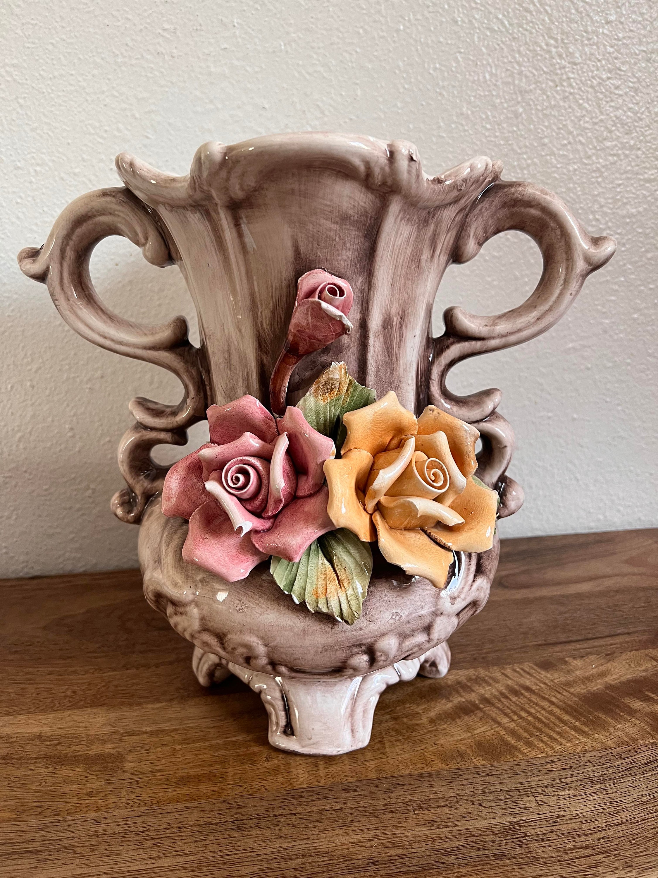 Vintage Floral Pitcher From Capodimonte, 1940s Tall 11'' - Etsy
