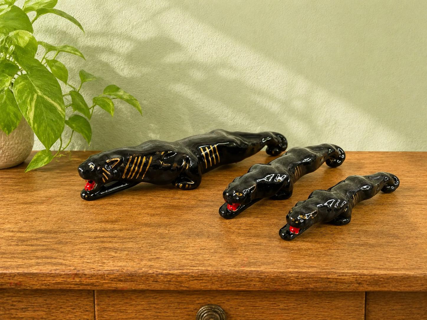 Vintage Black Ceramic Panther - Etsy