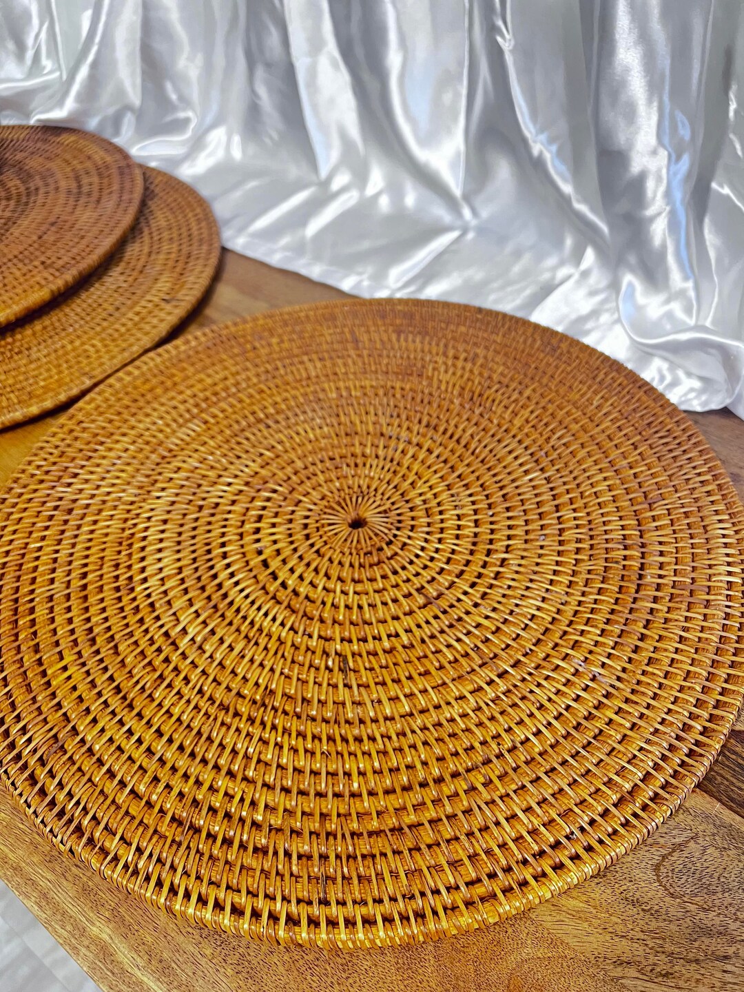 Extra Large Woven Rattan Table Mats Set of 4 / Diam.15. Etsy