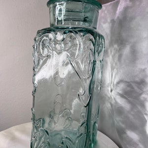 French Vintage Embossed Glass Cookie Jar Vintage Grocery Store Decor