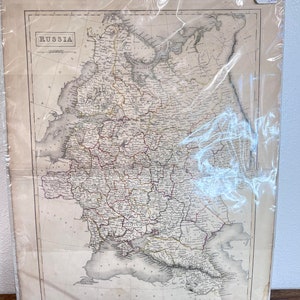 Originele antieke kaart uit 1840 – vintage historische Europese kaart, schaal van Engelse mijlen
