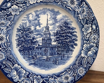 Staffordshire LIBERTY BLUE Ironstone Independence Hall Dinner Plate 9 3/4''