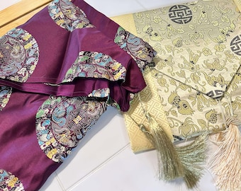 Traditional Silk Brocade Table Runners – Asian Dragon & Lotus Motif  – Elegant Dining Decor Your COOSE!!!