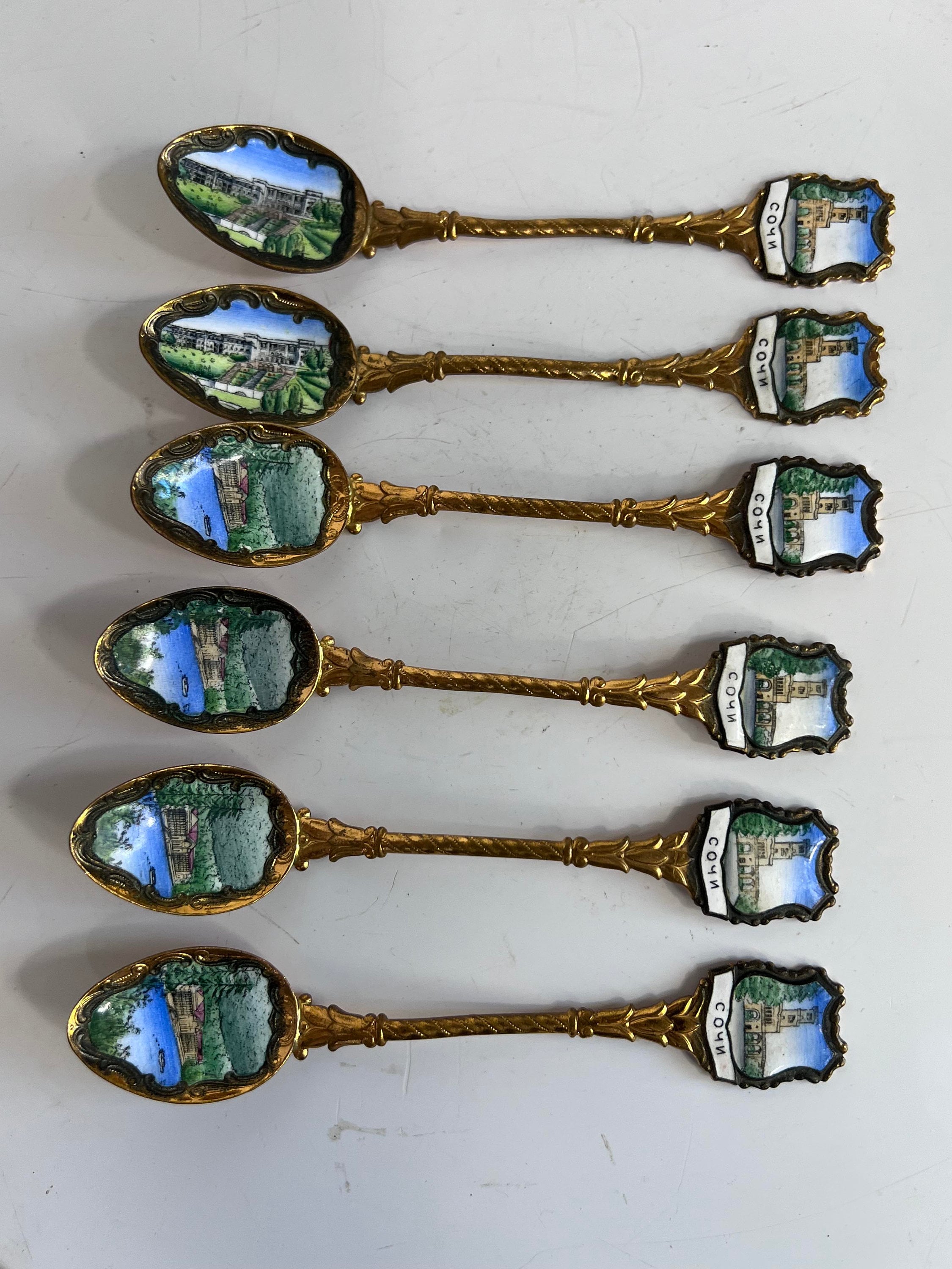 Collectible Set of 6 Tea Spoons from Soviet Union USSR Russian Sochi City Cutlery souvenir D1223