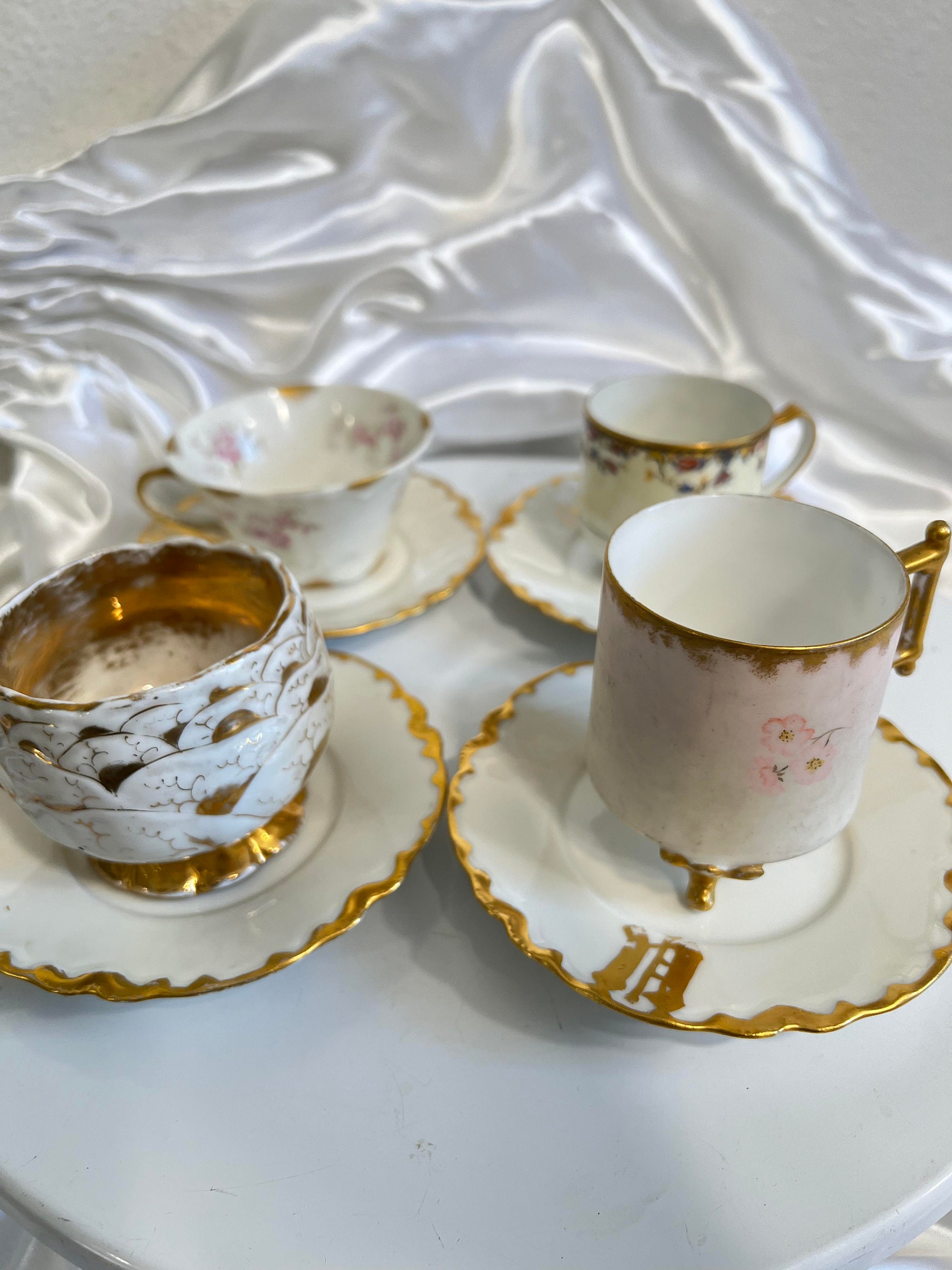 Vintage French Limoges Haviland  The Danbury Mint Floral Demitasse  Espresso Coffee Cup and Saucer Set