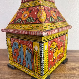 Antique 19th Century Hand Painted Wooden Art Box Kashmir India