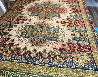 Tapiz tejido con medallón grande para colgar en la pared, textil con flecos, 50''x80''