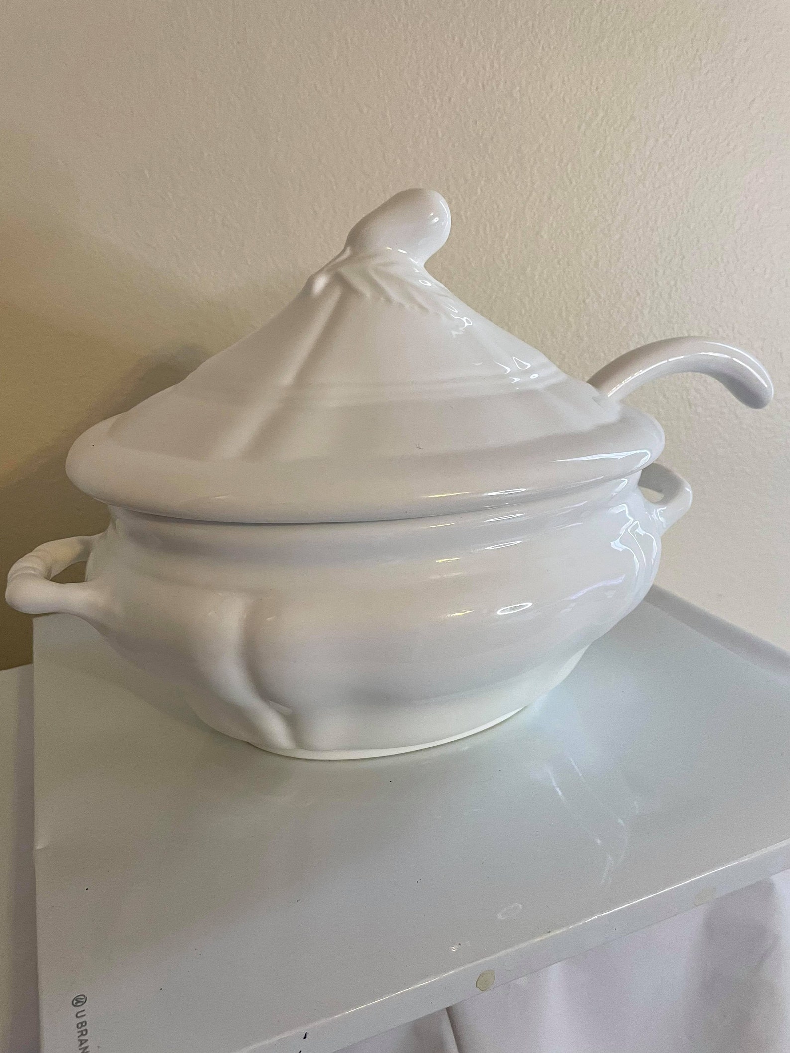 Large White Soup Tureen 3 pc Tureen Bowl Lid and serving Etsy