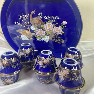 Juego de taza de té o taza de sake y bandeja YAMATO Japón