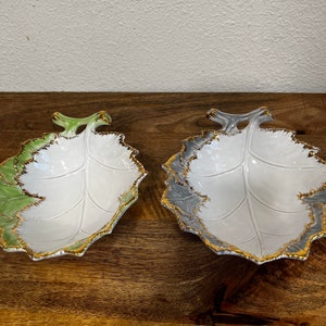 You Choose ! Vintage MCM Double Leaf Shape Ceramic Serving Bowl ,Made in Italy.